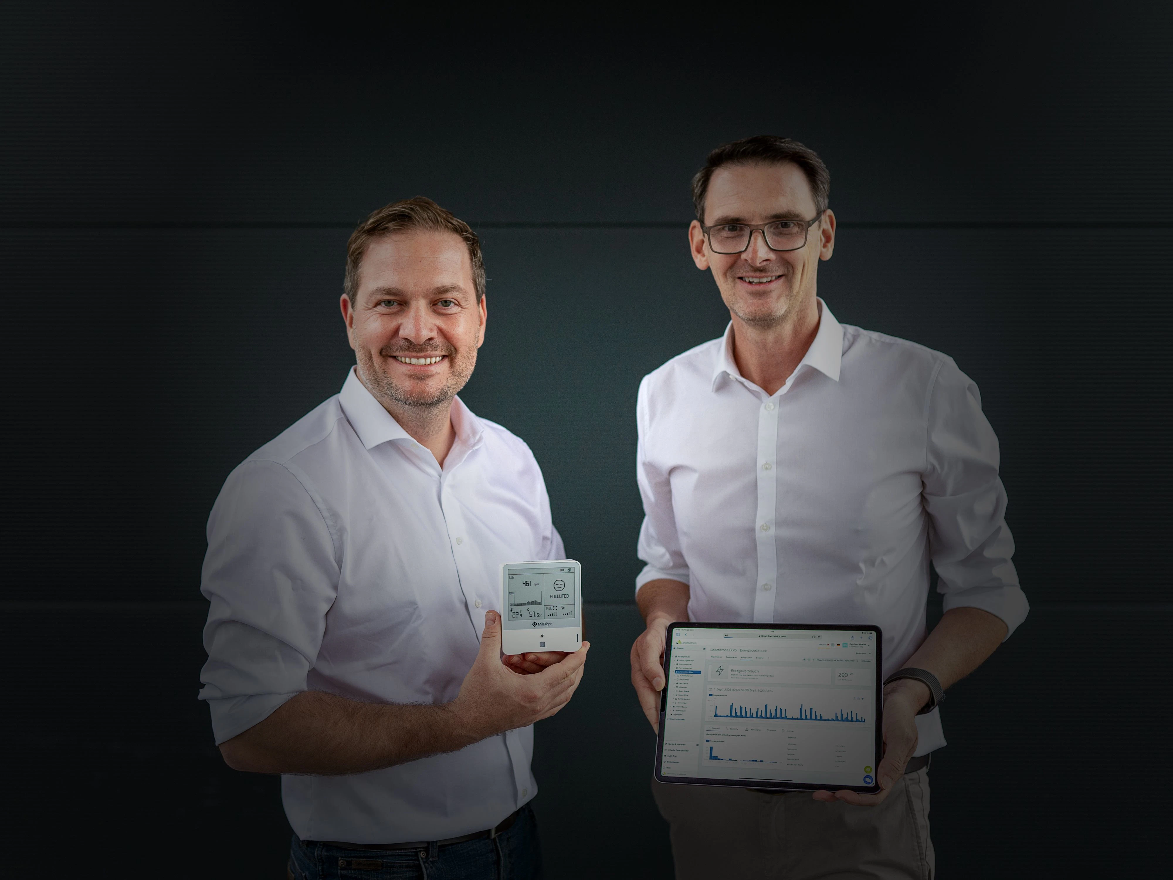 &nbsp;Reinhold Baudisch, neuer Gesellschafter und CEO des Sensorik-Unternehmens LineMetrics mit Co-Geschäftsführer und LineMetrics-Gründer Reinhard Nowak.