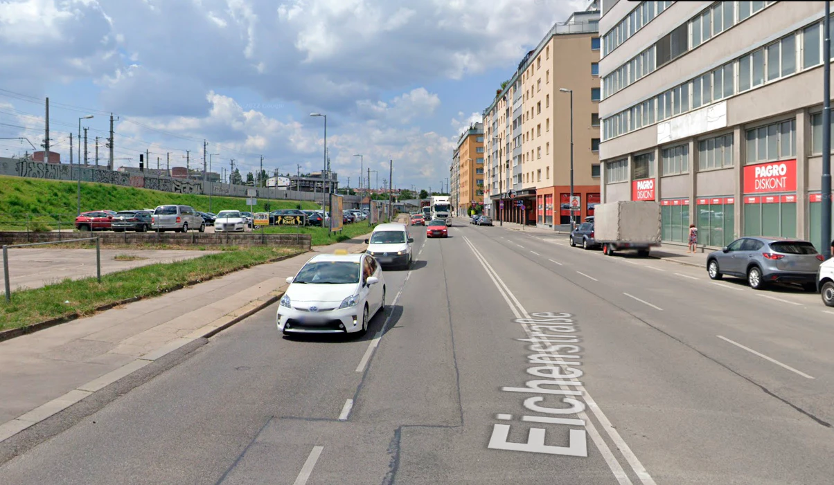 Blick in die Eichenstraße in Wien-Margareten. 