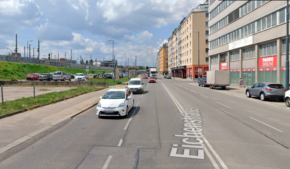 Blick in die Eichenstraße in Wien-Margareten. 