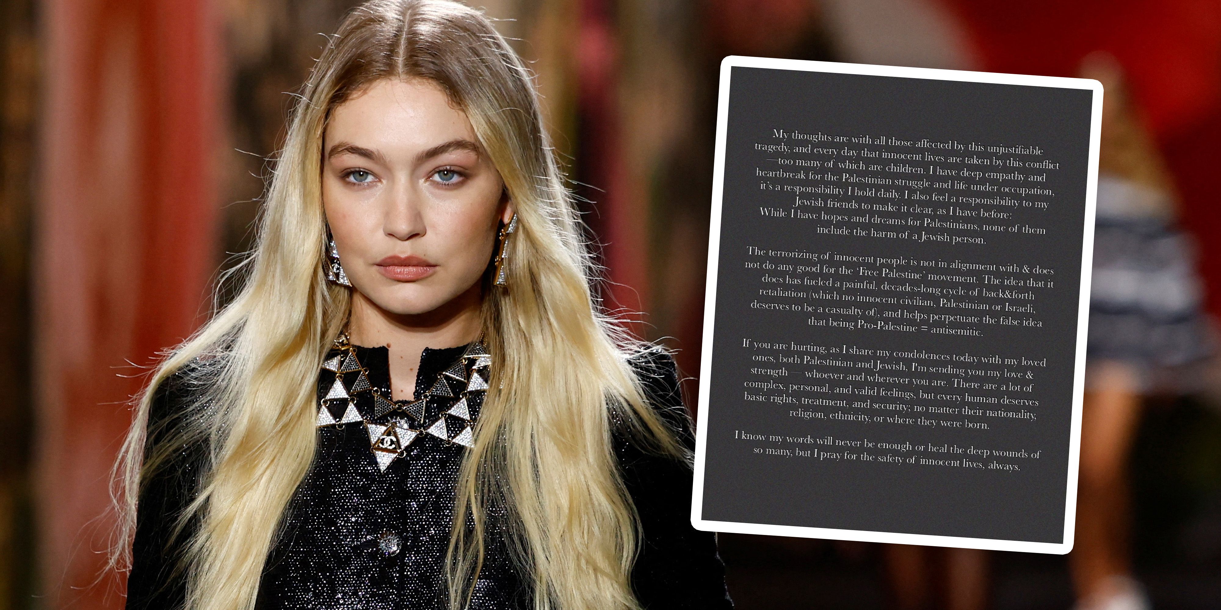 Gigi Hadid äußert sich zum Krieg.