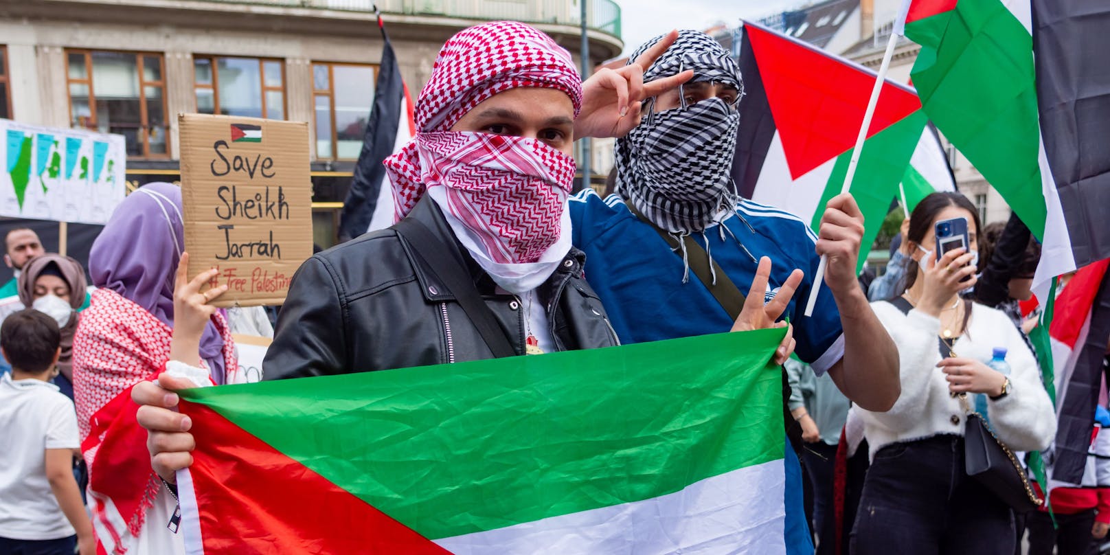 Archivfoto einer pro-Palästinenser-Demo in Wien