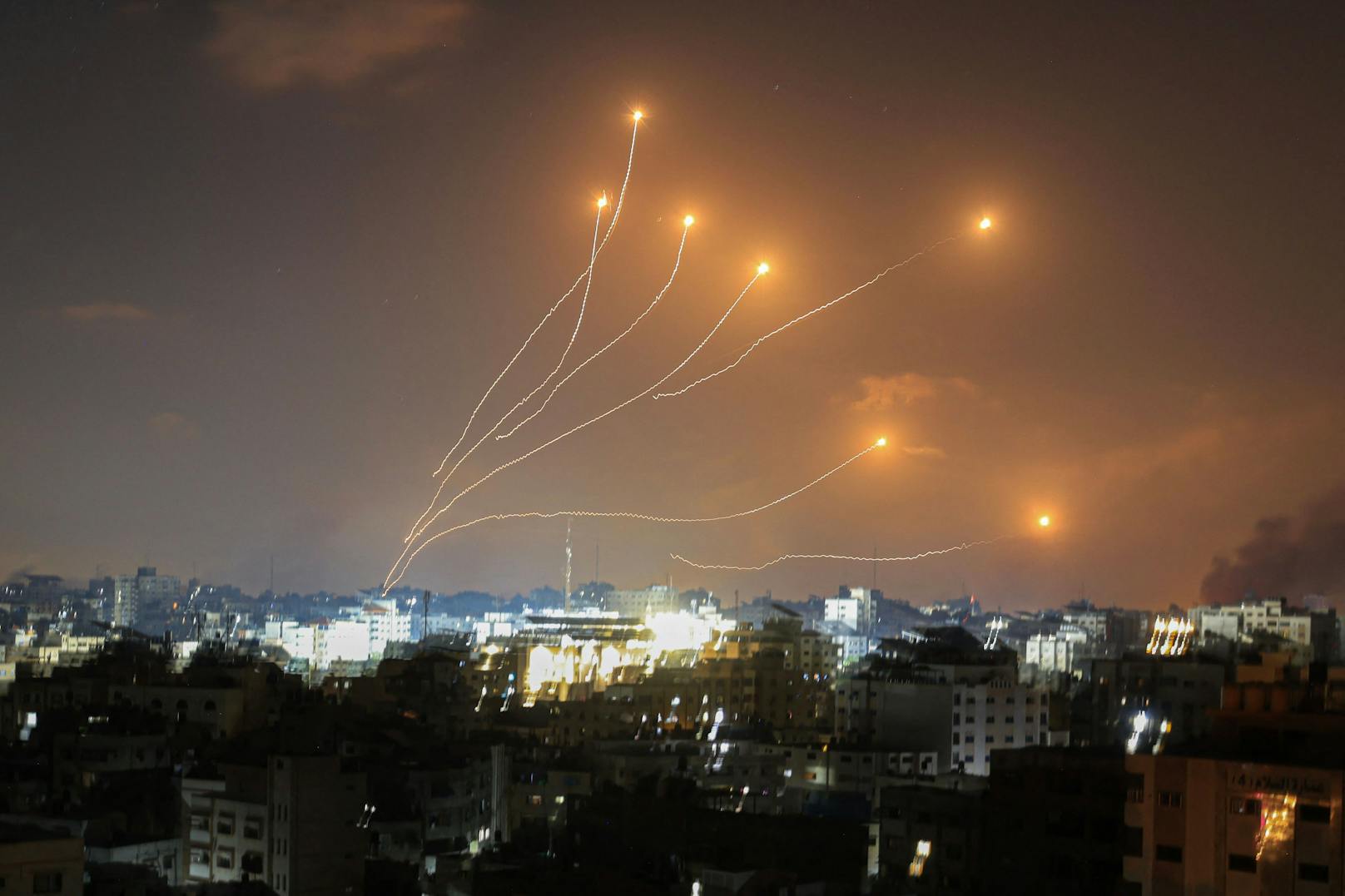Israels Luftabwehrsystem Iron Dome fing am 11. Oktober Raketen aus dem Gazastreifen ab.&nbsp;