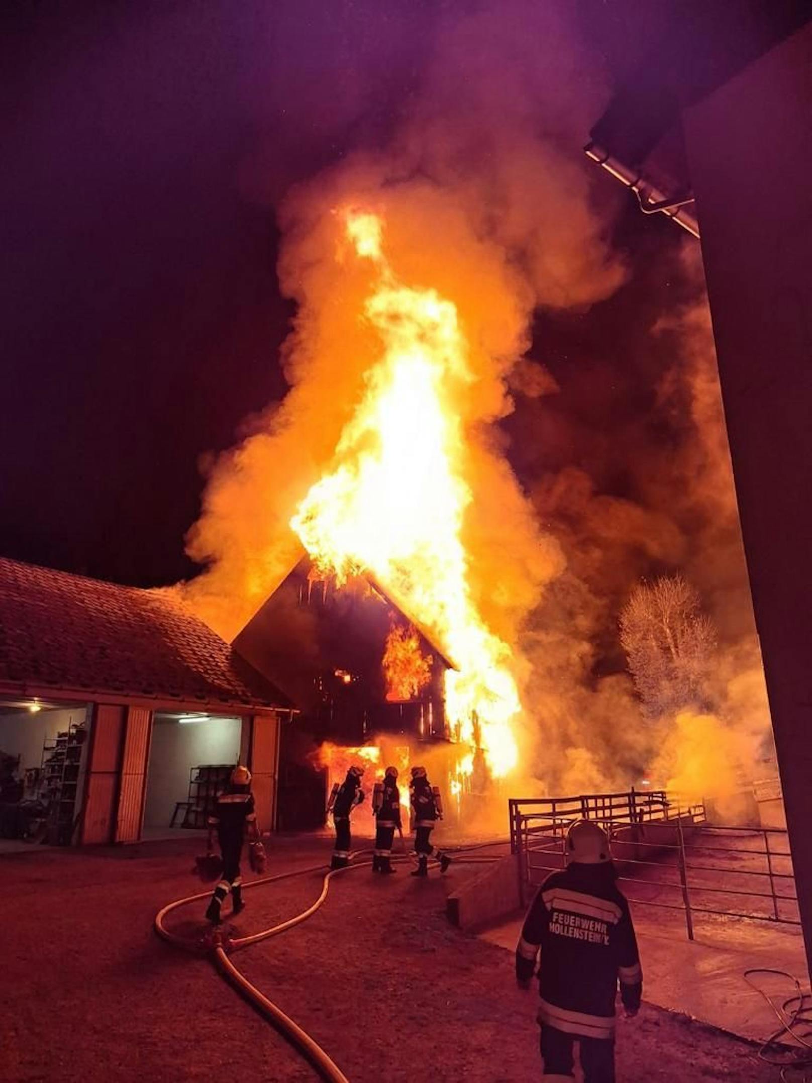 Meterhohe Flammen in NÖ! Floriani bei Brand verletzt