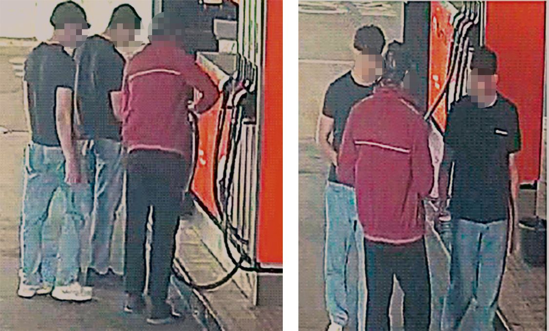 Die Jugendlichen beim Betanken der Glasflaschen.