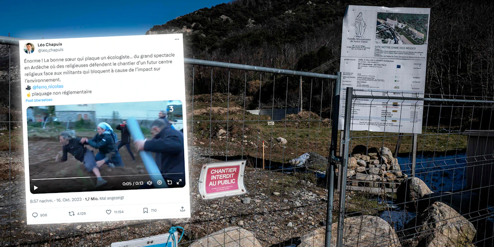 Die Nonne stürmte auf den Aktivisten zu und riss ihn um.