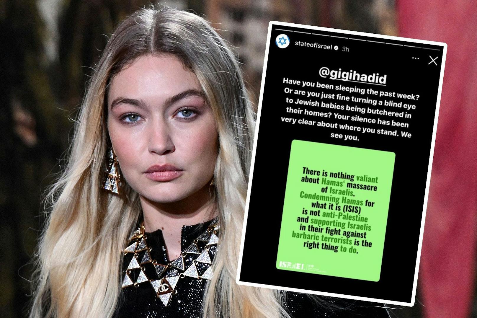 Israels Regierung schießt gegen Supermodel Gigi Hadid
