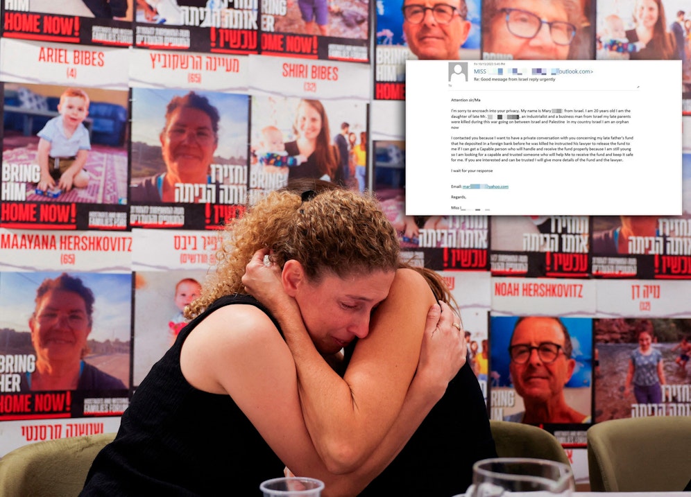 Den Nahost-Konflikt nehmen Cyberkriminelle nun zum Anlass, falsche Spenden für Israel zu lukrieren, etwa per Mail (r.).