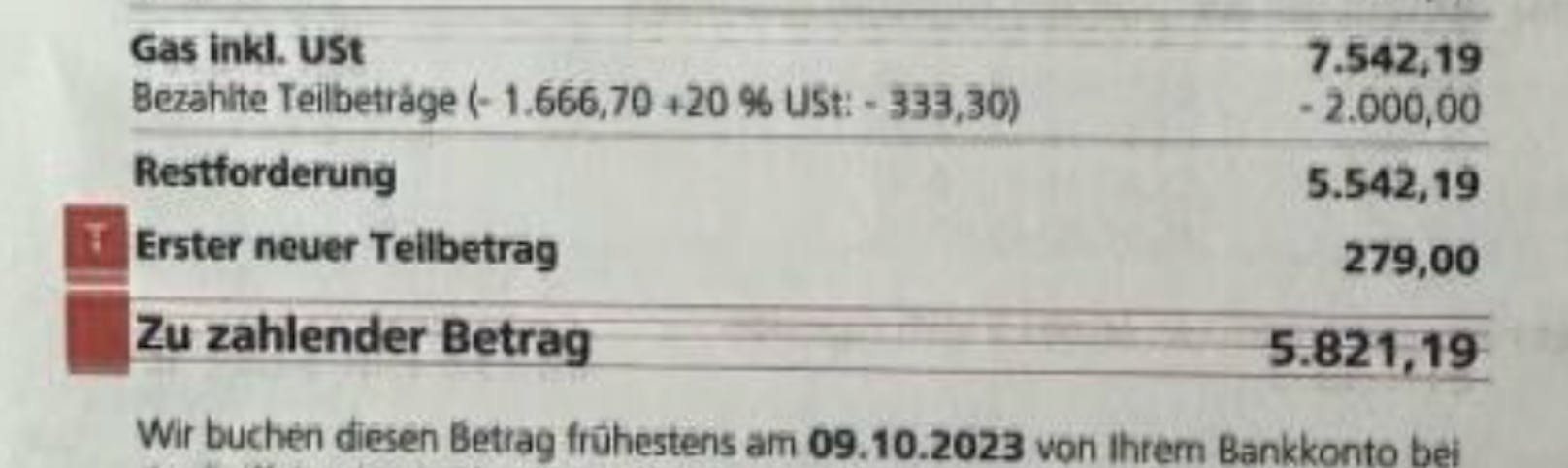 7.542 Euro für Gas, 70-Jähriger muss über 5.800 Euro nachzahlen.