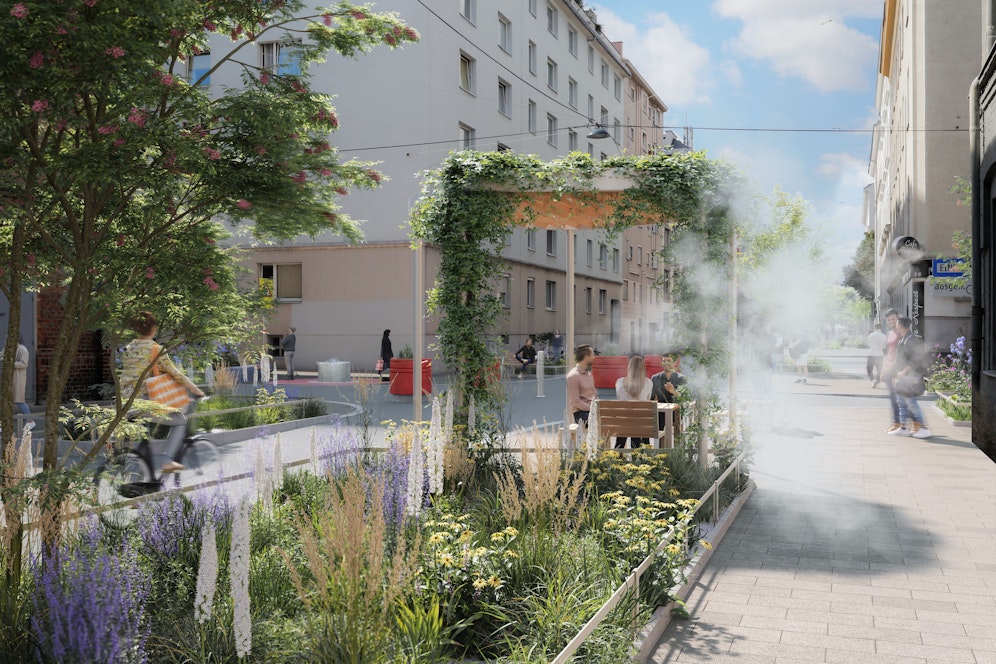 Begrünt und verkehrsberuhigt: So soll das neue Supergrätzl in Wien-Favoriten aussehen.