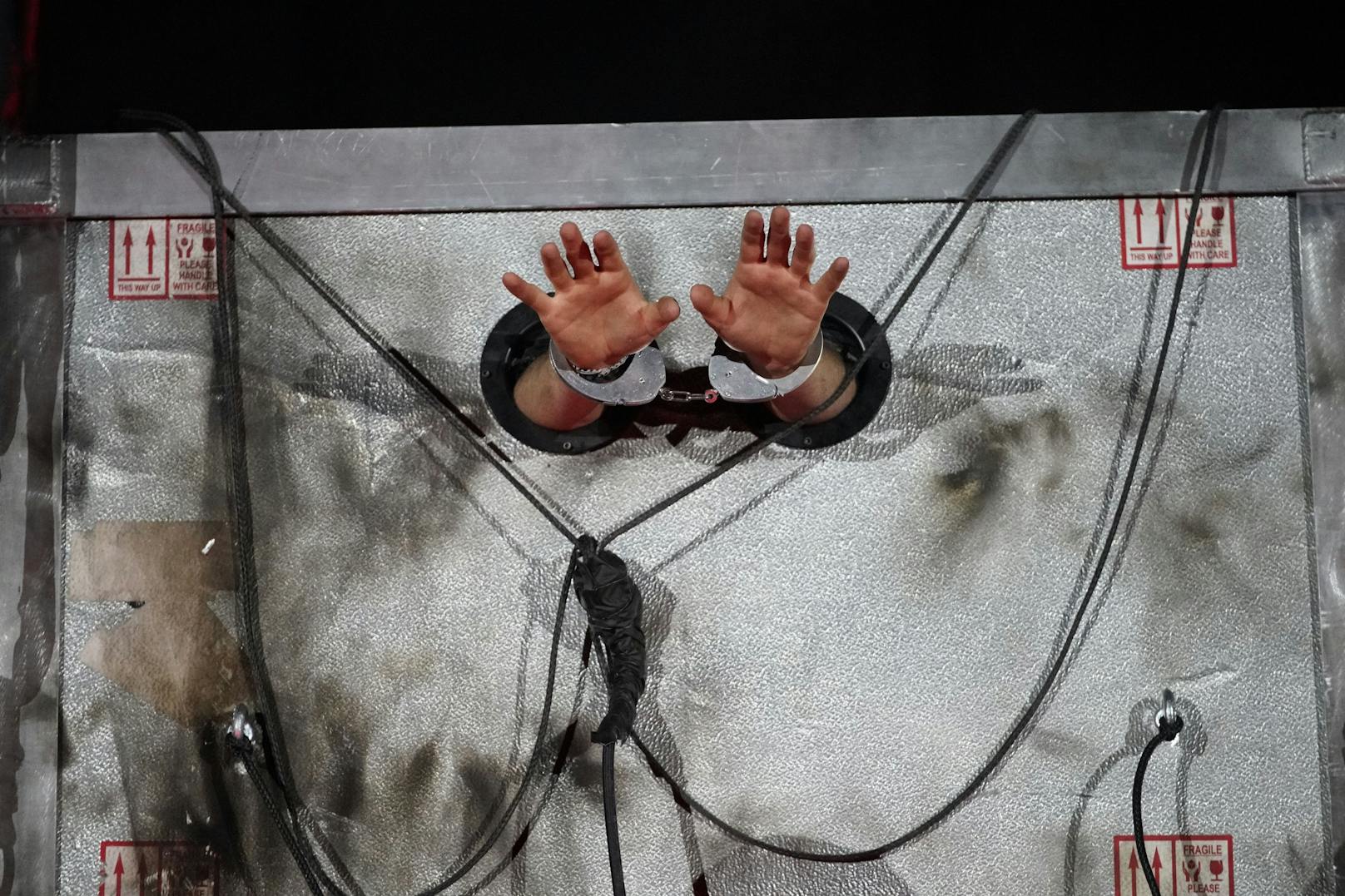 Der österreichische Magier wagt vor Schloss Schönbrunn einen waghalsigen Stunt.