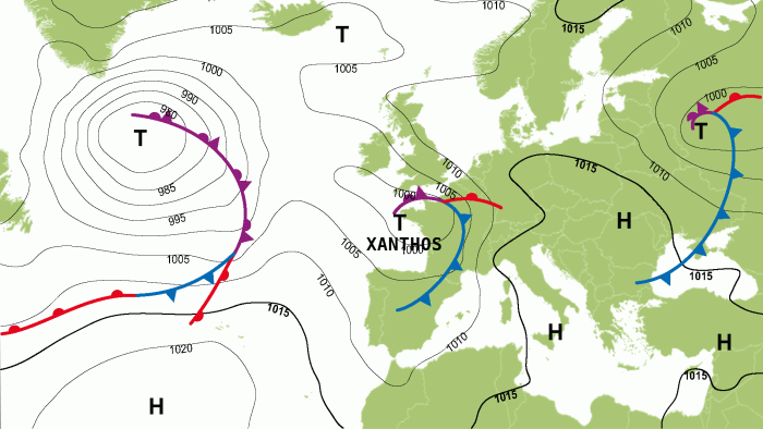 Tief Xanthos hat den Westen Europas bereits jetzt fest im Griff. 