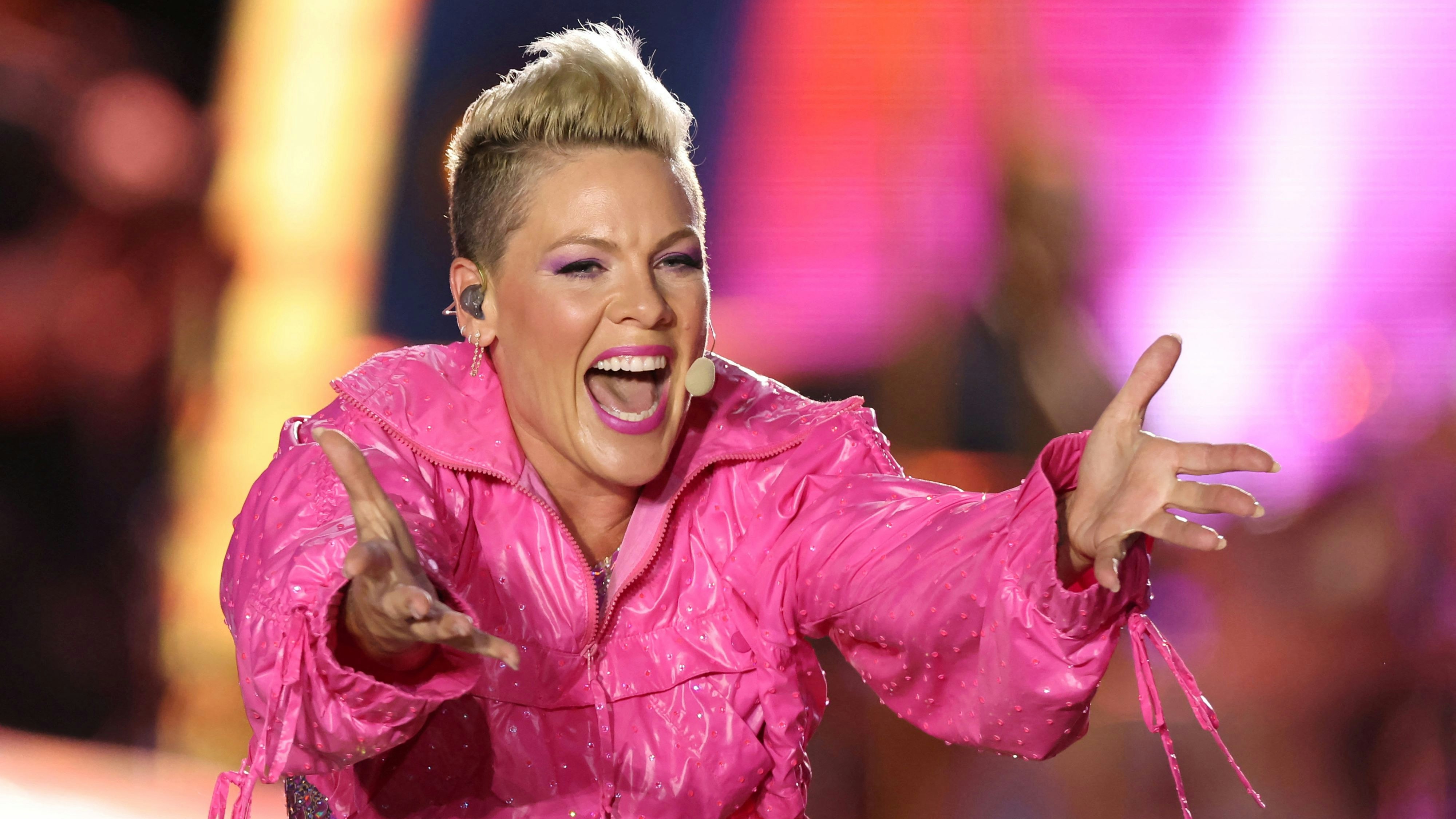 Pink performs during her Pink: Summer Carnival Tour at SoFi Stadium in Inglewood, California