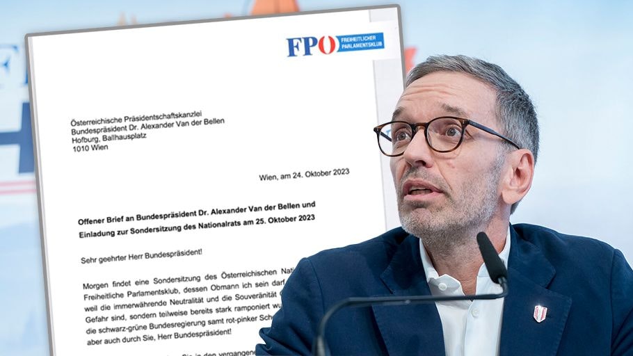 FPÖ-Chef Herbert Kickl lädt Alexander Van der Bellen per Brief ins Parlament ein.