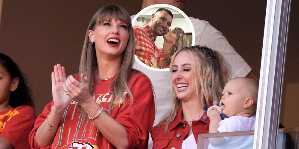 Taylor Swift jubelt neben Brittany Mahomes vor dem Beginn des NFL-Footballspiels zwischen den Kansas City Chiefs und den Los Angeles Chargers.