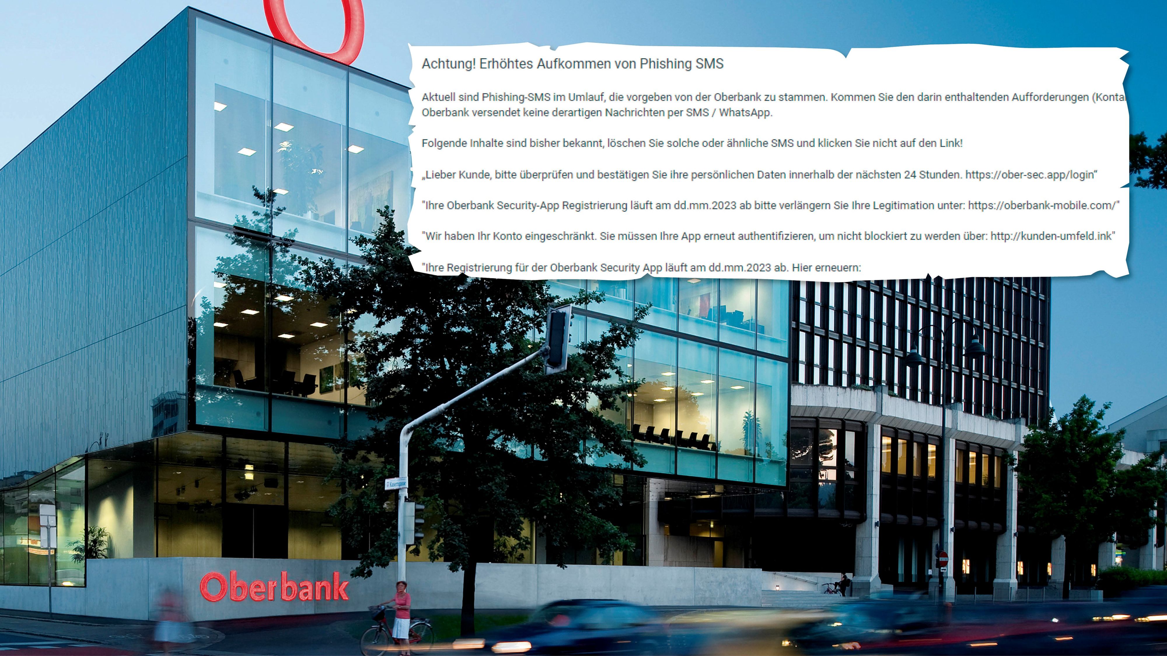 Phishing-Nachrichten sind im Umlauf. Die Oberbank mahnt ihre Kunden zu besonderer Vorsicht.