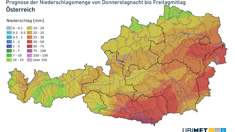 Niederschlagsprognose – Donnerstagnacht bis Freitagmittag