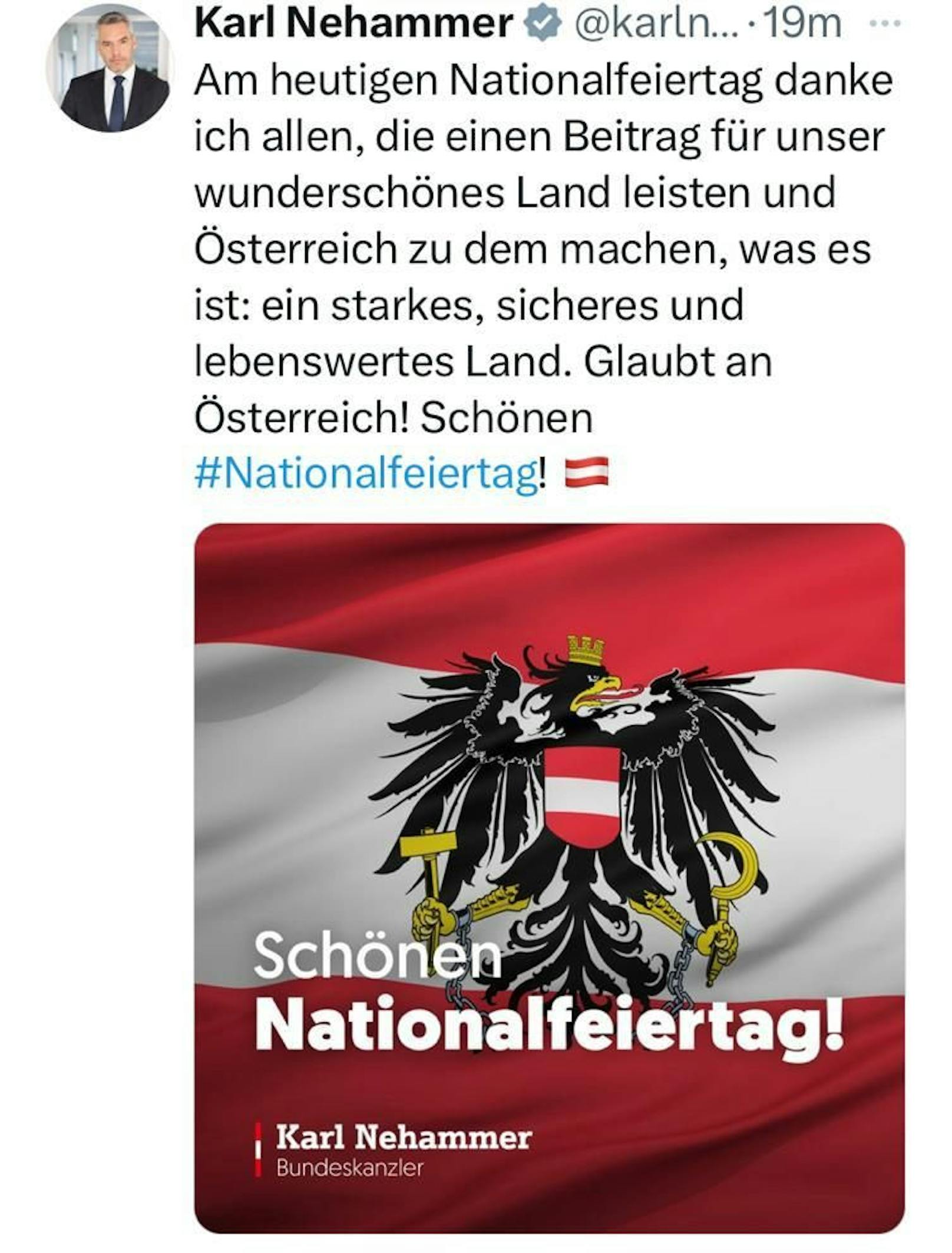 Kanzler Nehammer passierte mit dem Bundesadler eine peinliche Panne: er ist verkehrt!