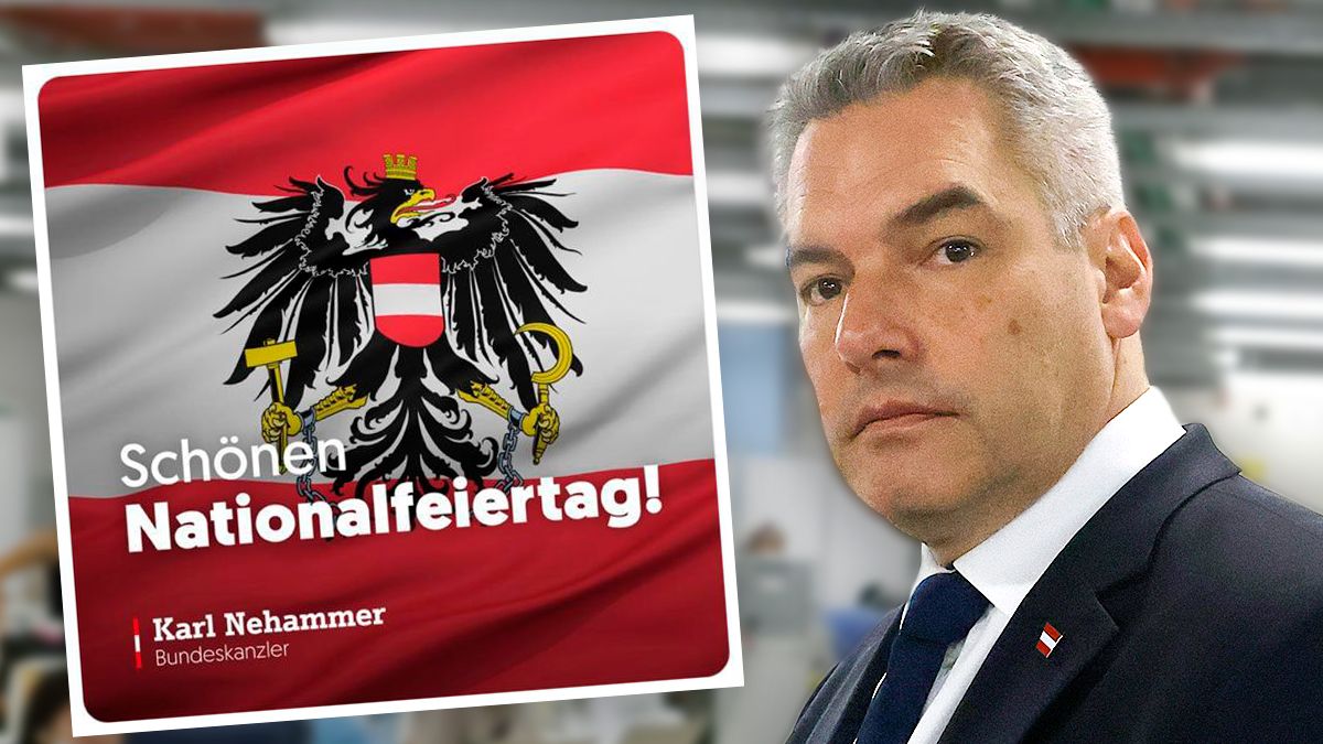 Bundeskanzler Karl Nehammer tappt in die nächste Foto-Falle: er veröffentlichte einen verkehrten Bundesadler.