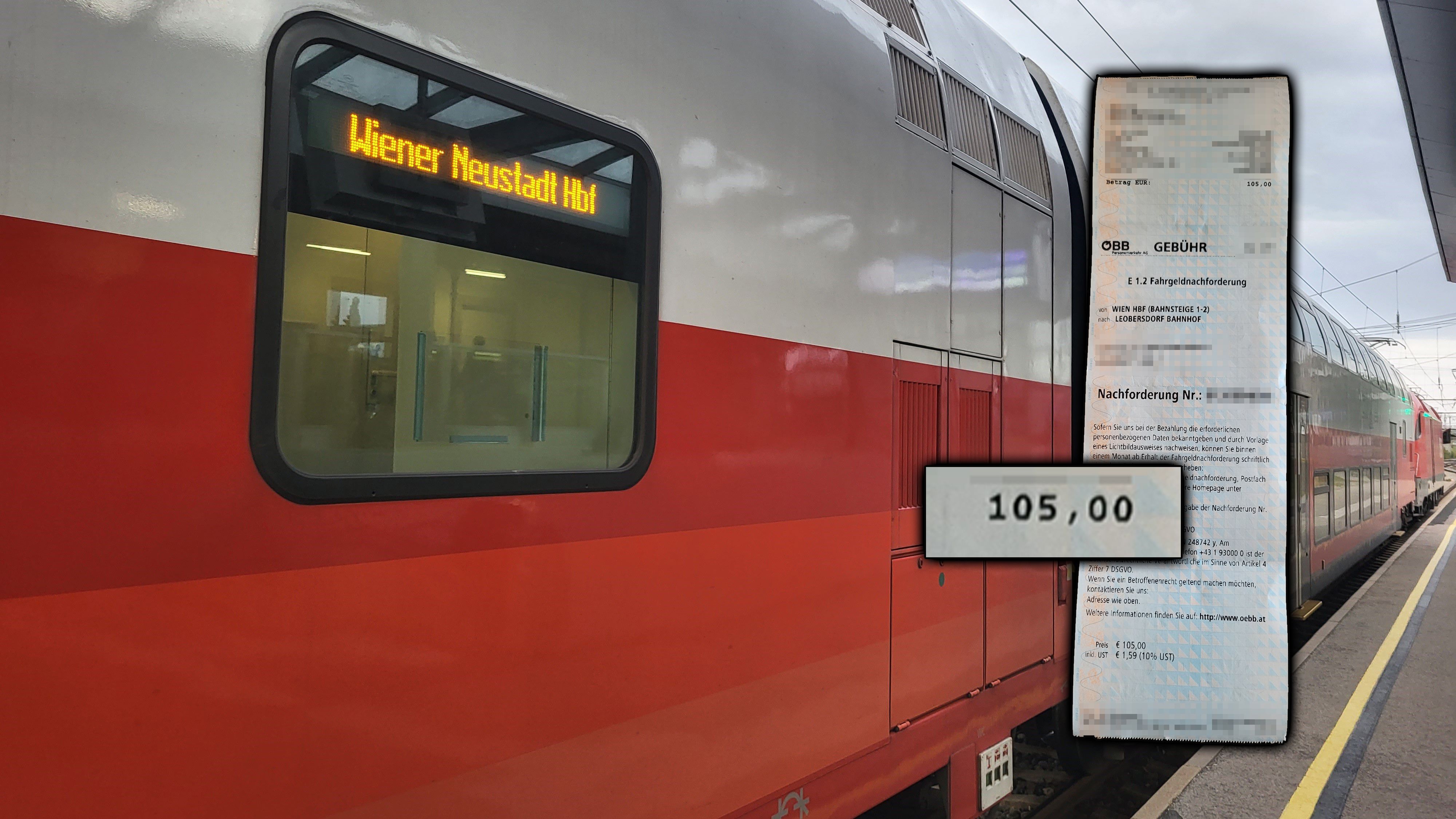 ÖBB-Zug verspätet, dann kassierte Frau 105 Euro Strafe