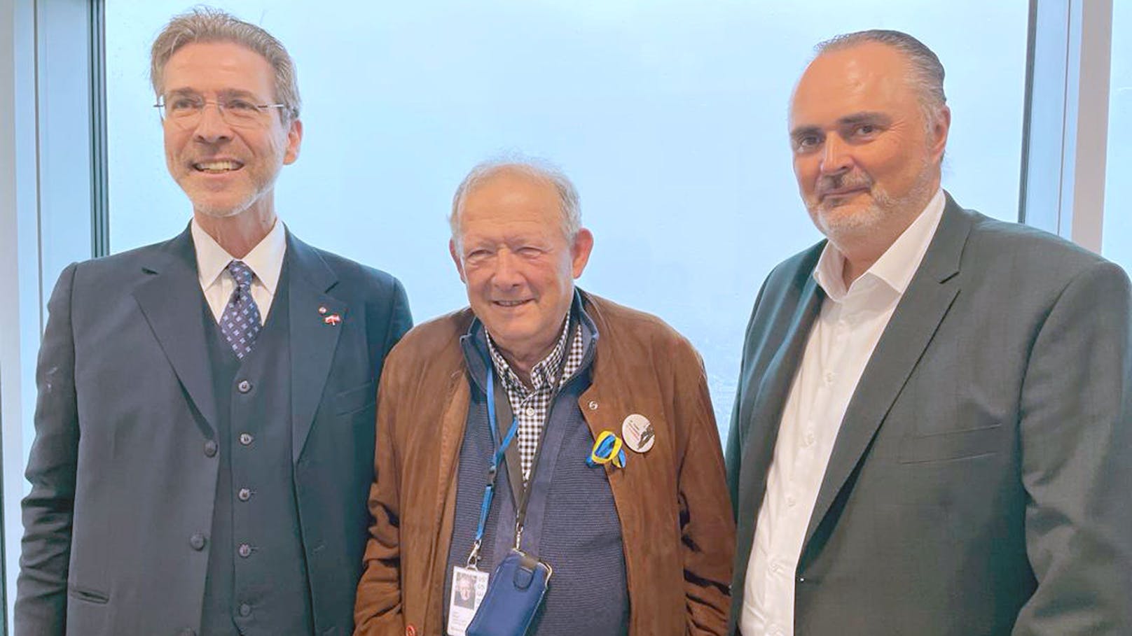 Andreas Stadler, Adam Michnik und Hans Peter Doskozil im Rahmen des Festaktes.