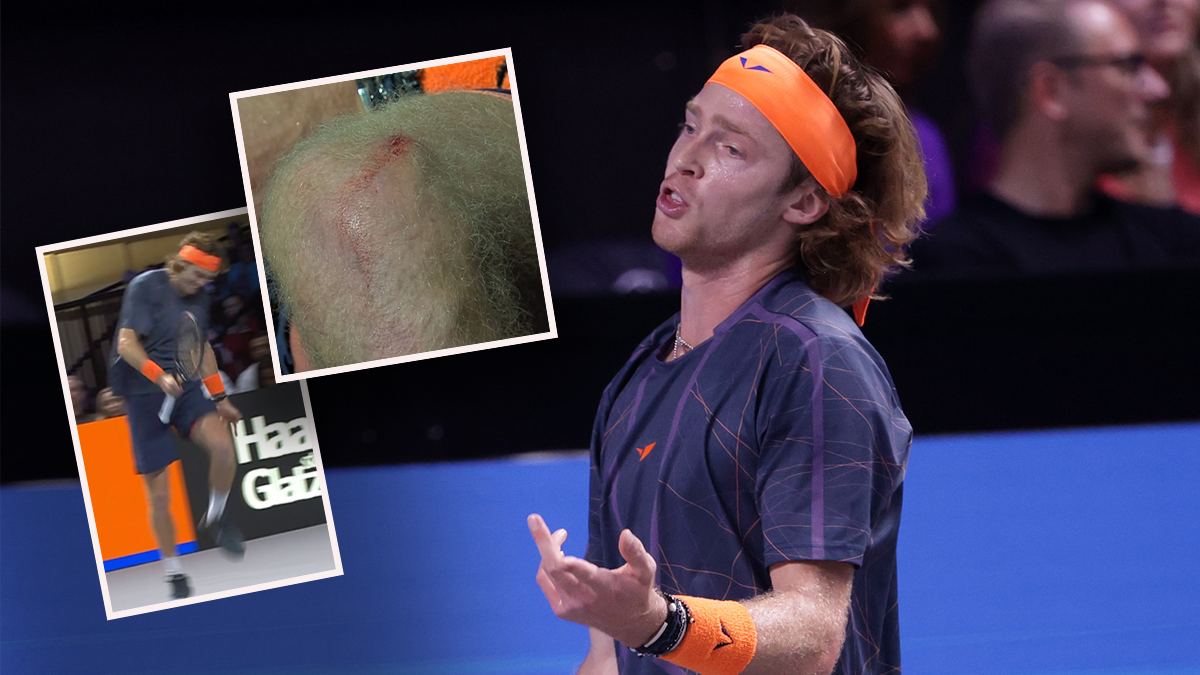 Andrej Rublew schlug sich mit seinem Schläger selbst das Knie blutig. 