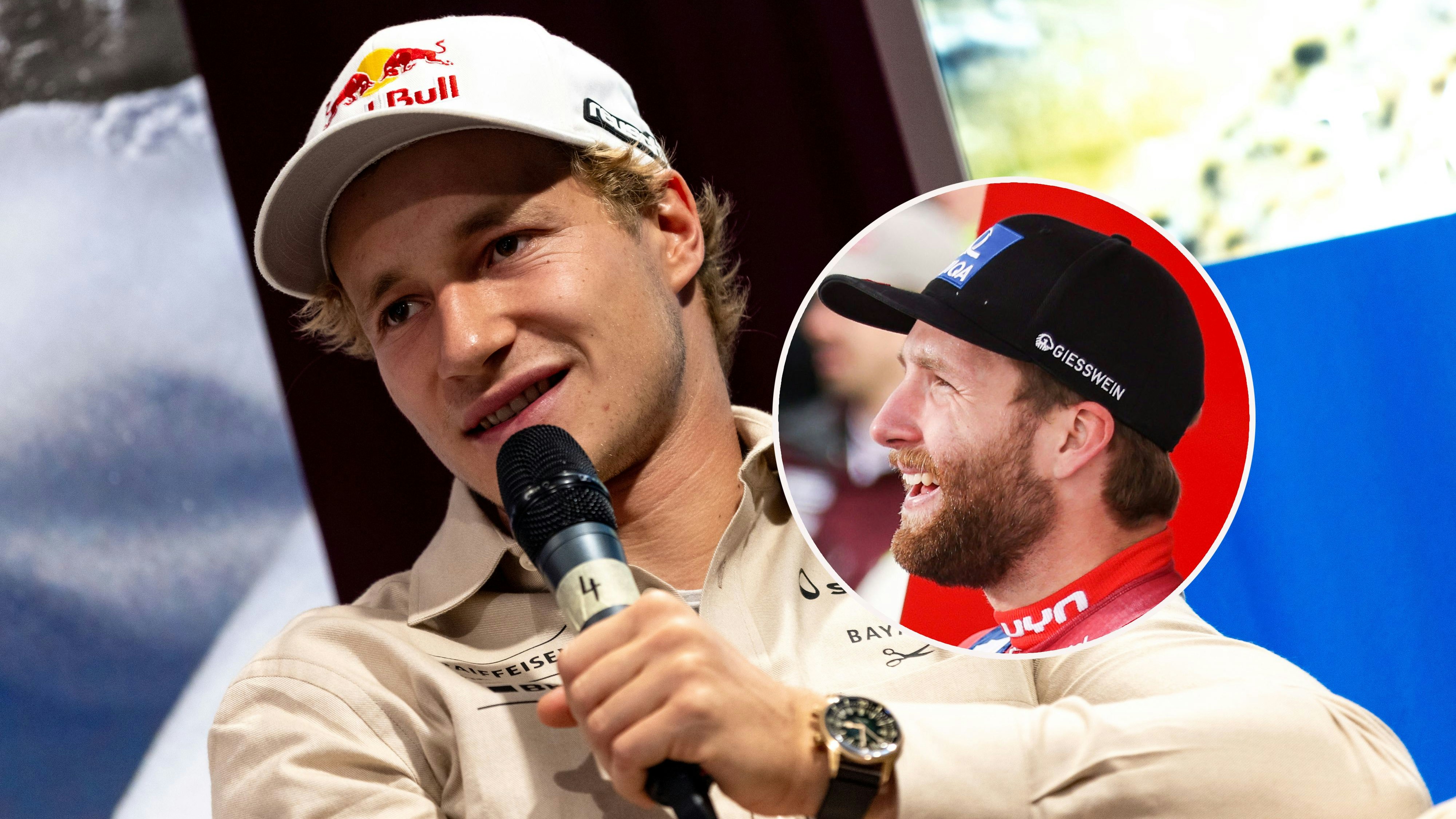 Marco Odermatt (l.) lag beim Abbruch-Rennen auf Rang zwei.