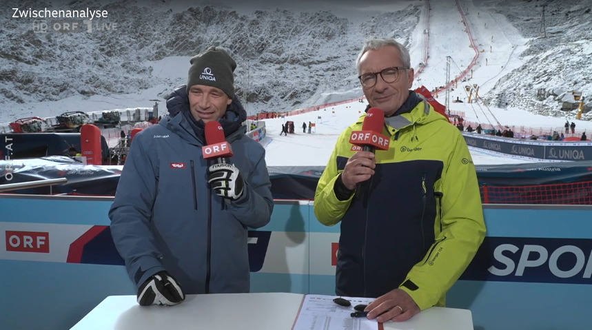 Benjamin Raich und Rainer Pariasek auf Sendung