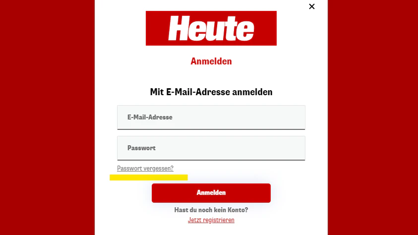Zum Zurücksetzen auf "Passwort vergessen?" klicken!