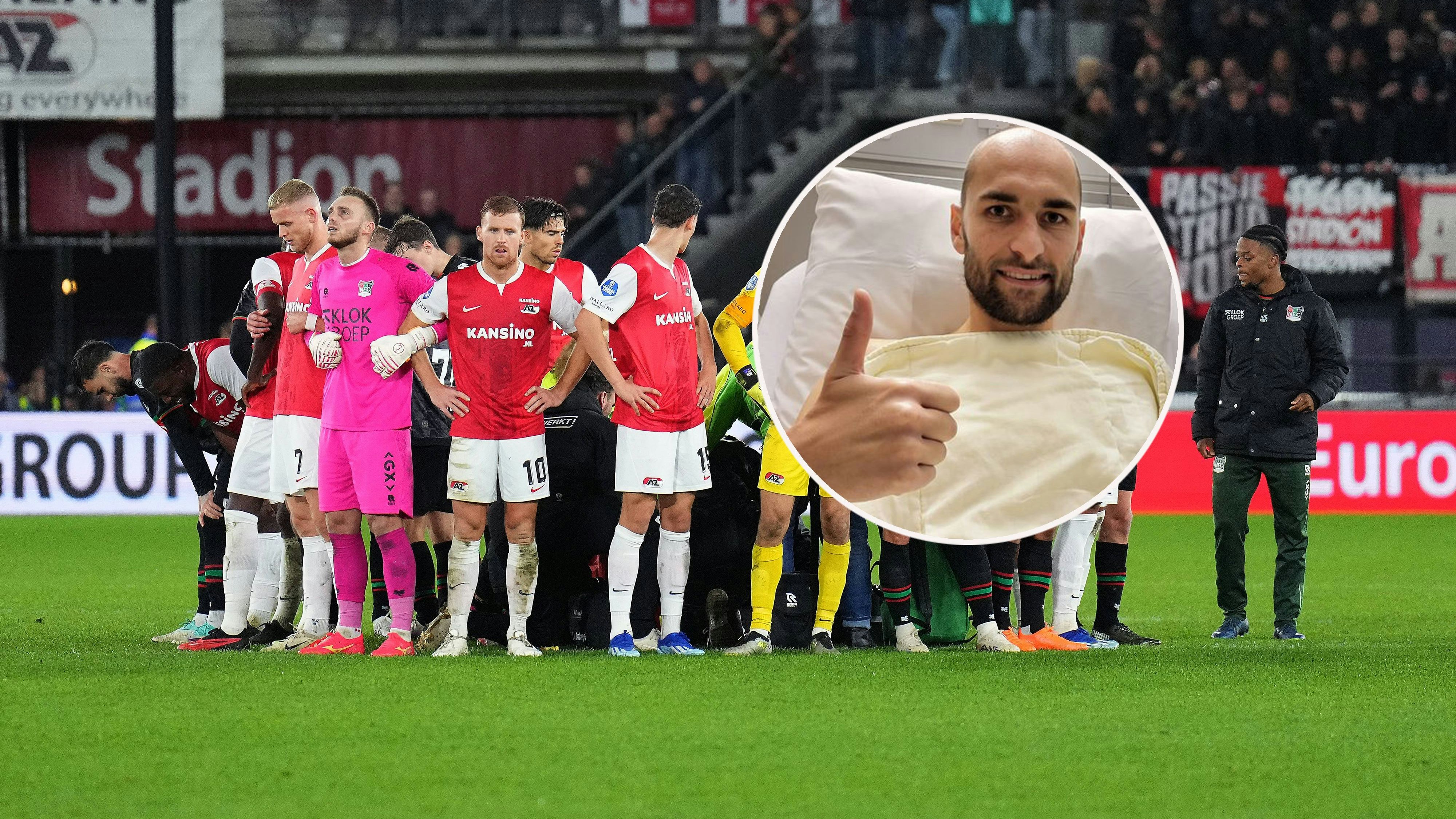 Spieler beider Teams bildeten einen Kreis um Dost – später gab der Stürmer selbst Entwarnung.