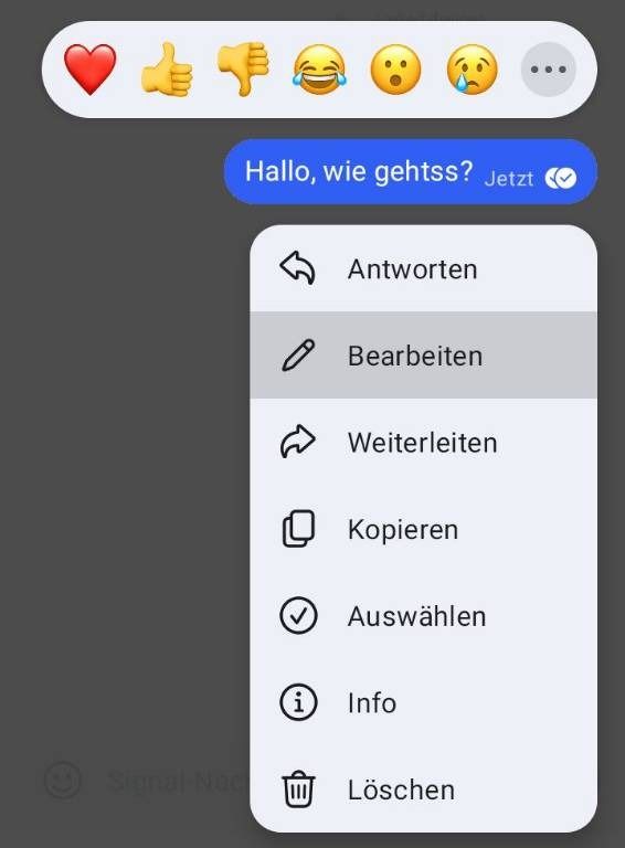 Messenger Signal ermöglicht nachträgliches Bearbeiten von Nachrichten.