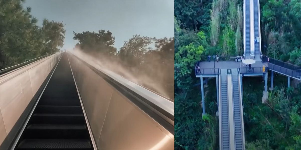 Die Rolltreppe ist insgesamt 350 Meter lang. 