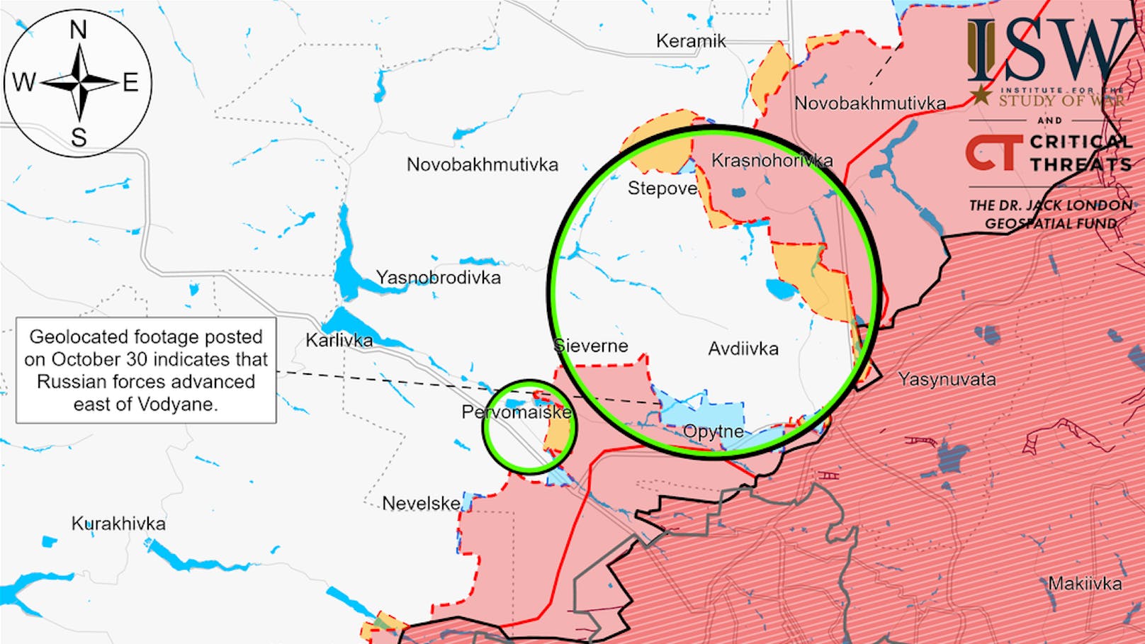 Lageeinschätzung der Front bei Awdijiwka zum 31. Oktober 2023.