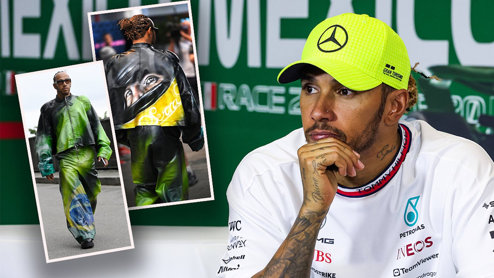 Hamilton mit Outfit von F1-Legende im Fahrerlager