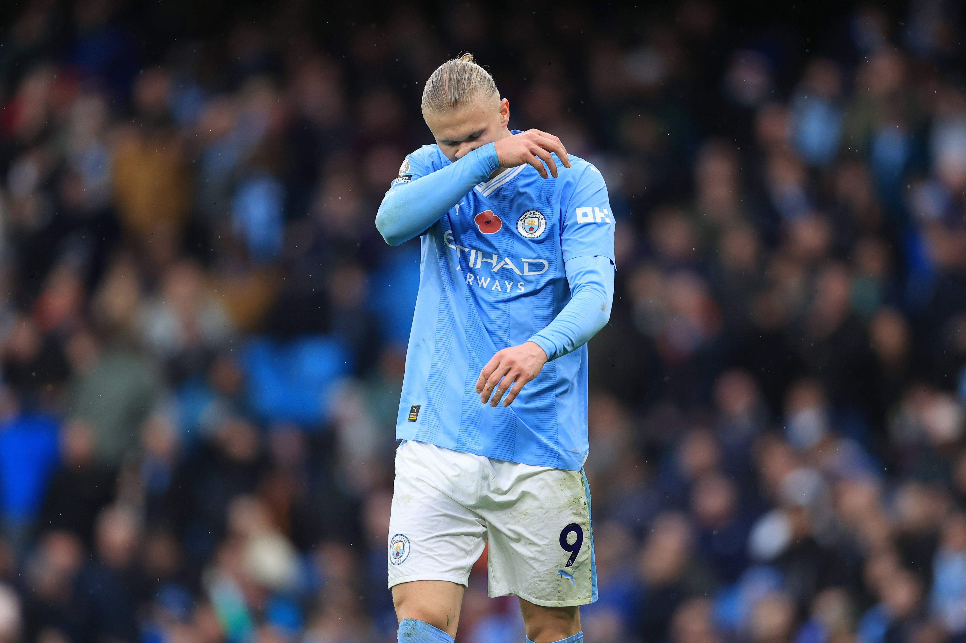 Erling Haaland traf bei Citys 6:1 gegen Bournemouth nicht. 
