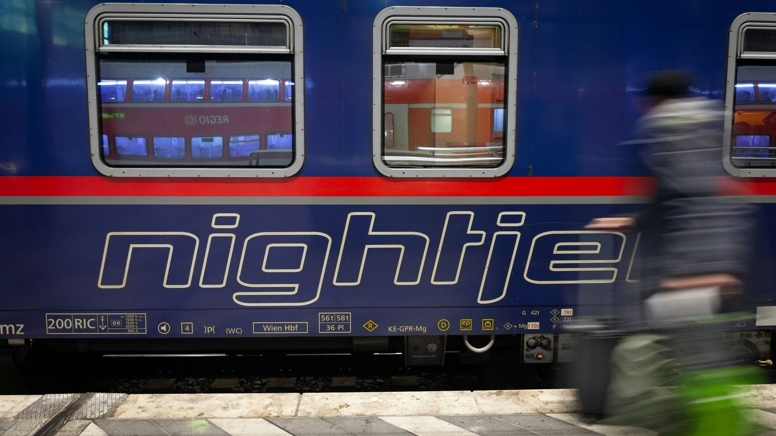 Picture of a logo of the overnight train amsterdam innsbruck, operated by Night Jet. Nightjet is a brand name given by the Austrian Federal Railways ÖBB to its overnight passenger train services. Nightjet operates in Austria, Belgium, France, Germany, Italy, the Netherlands, Poland and Switzerland.