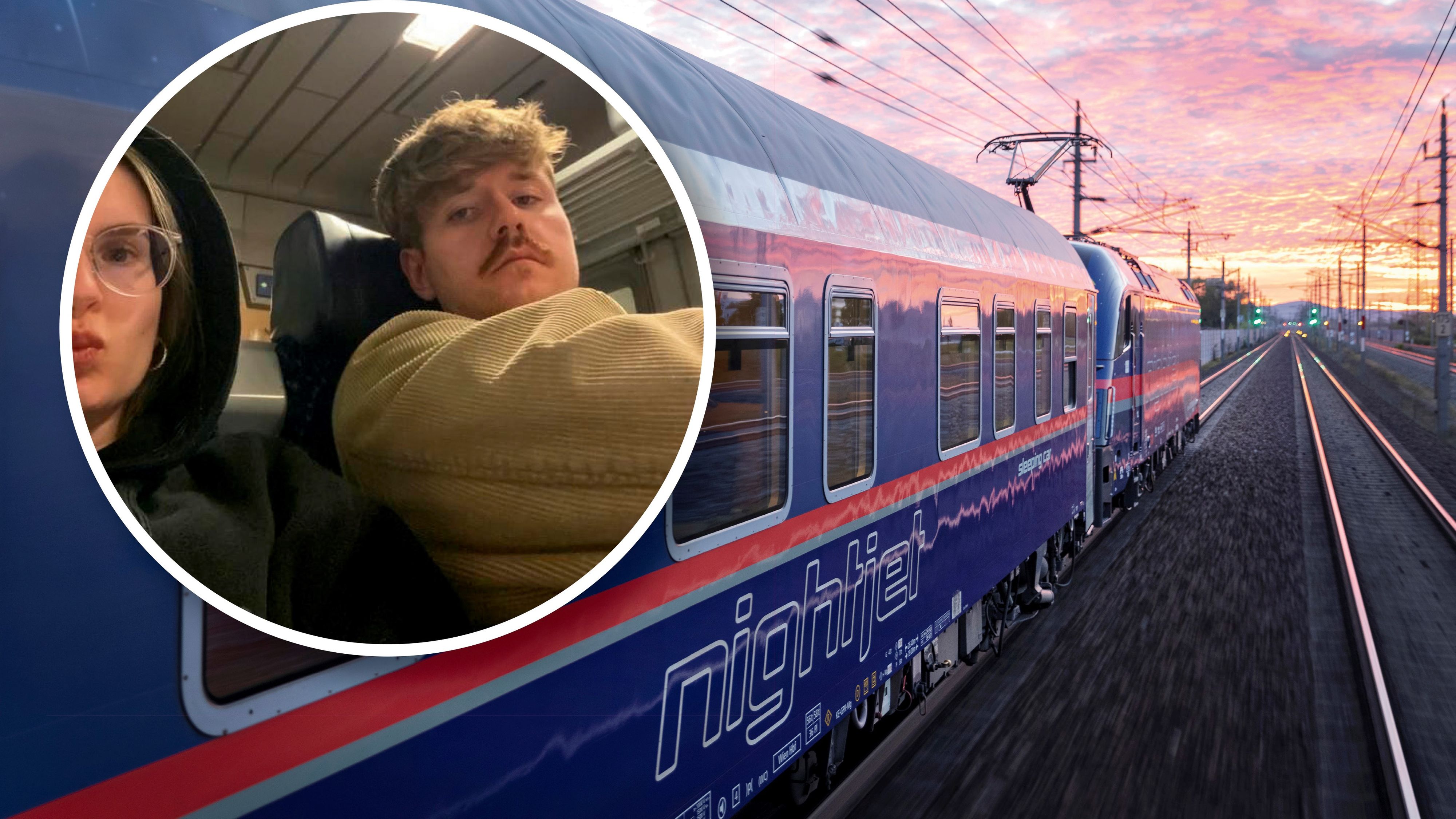 Erlebten eine irre Zugfahrt im ÖBB-Nightjet: Der Comedy-Star Benedikt Mitmannsgruber mit seiner Freundin. 