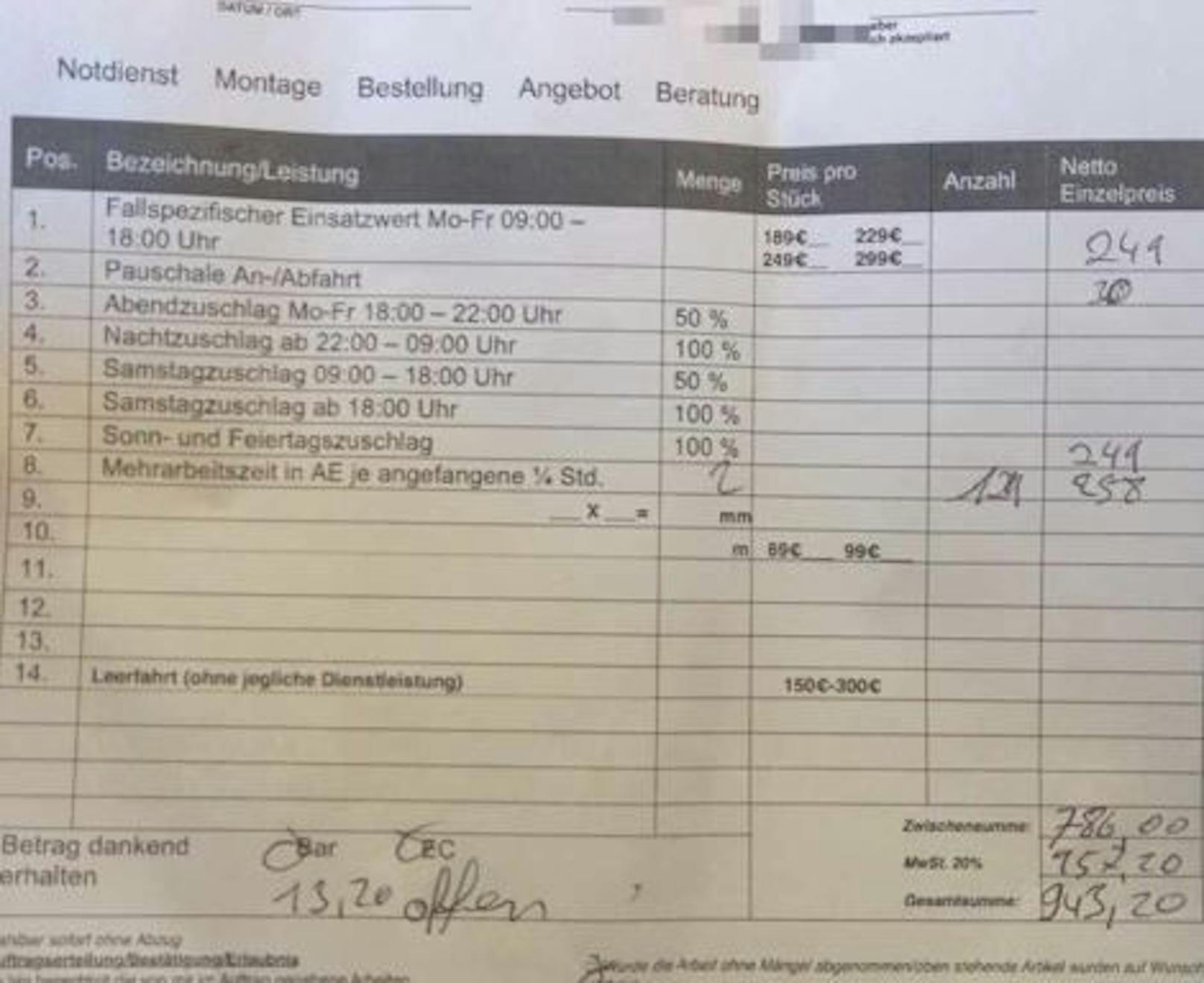 Der Mann musste die 943 Euro sofort zahlen.