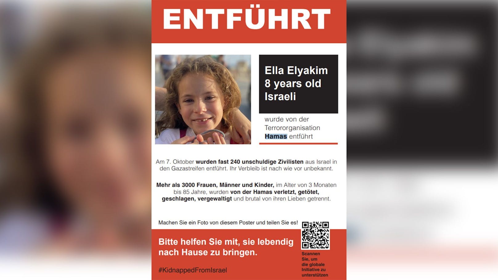 Die 8-jährige Ella ist eines der entführten Kinder aus Israel.