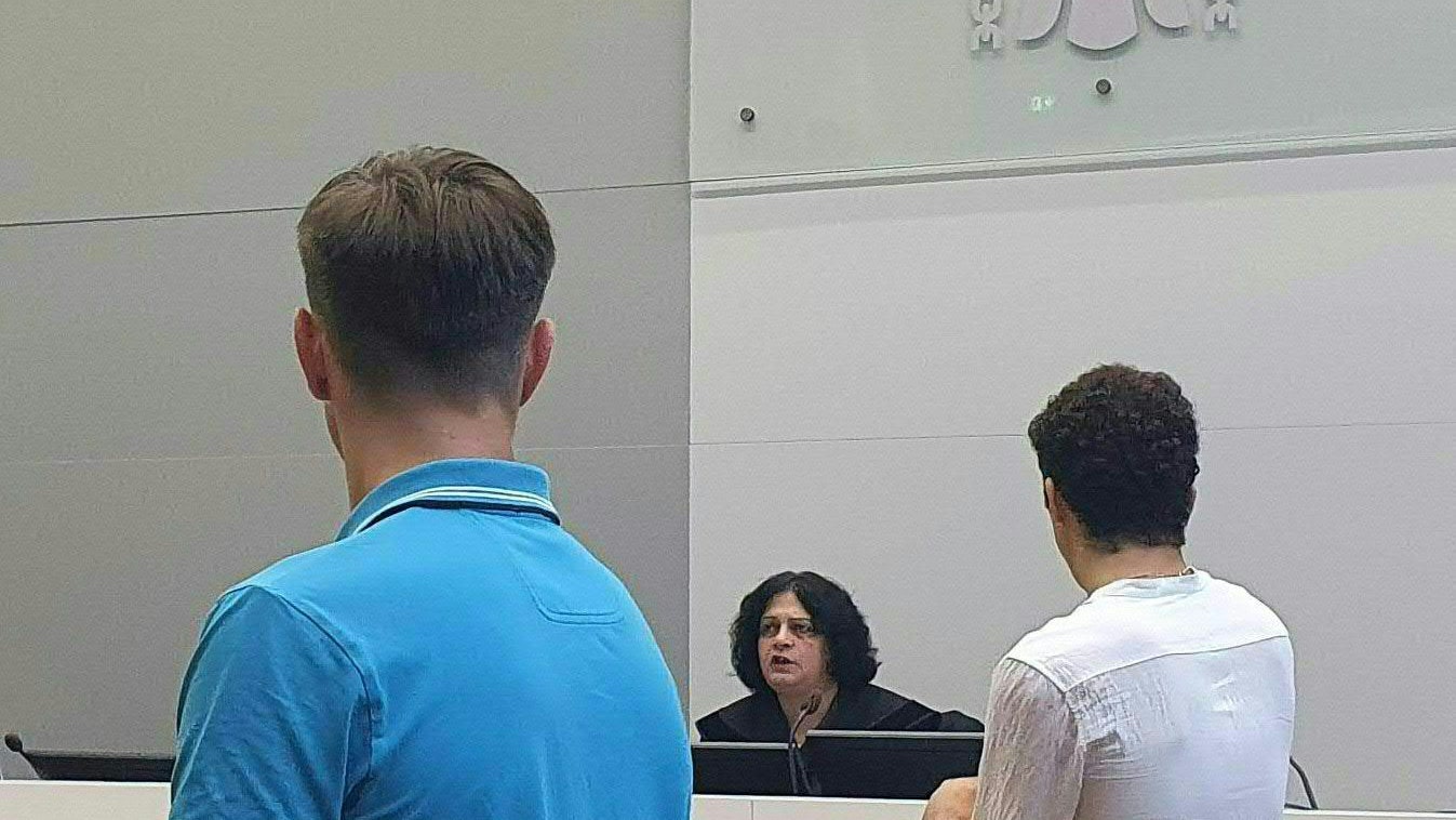 Die Angeklagten im Prozesses nach einem Todesfall nach einer Rauferei in Schattendorf in Eisenstadt.