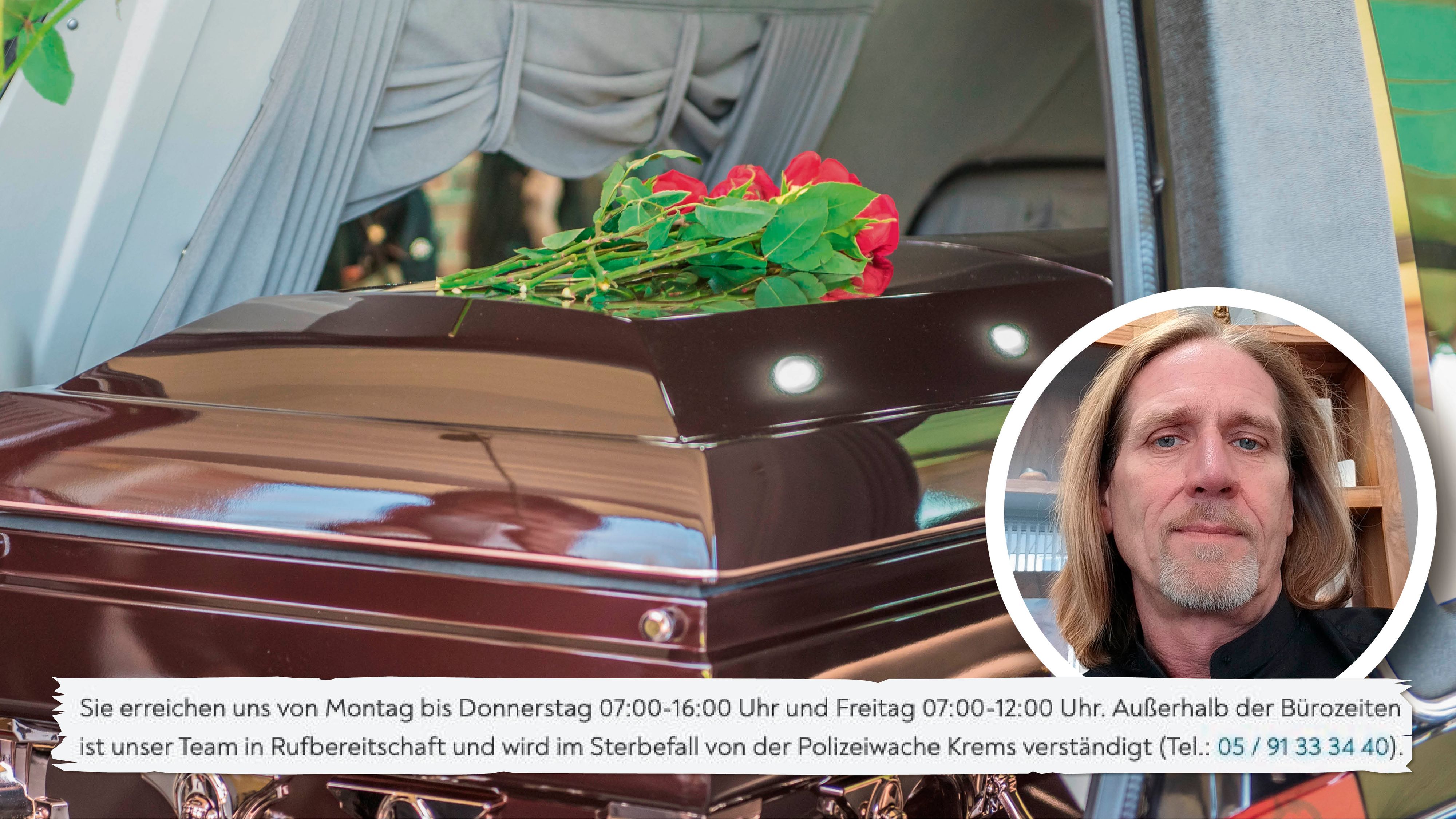 Bestattung am Wochenende nicht erreichbar - bitte Polizei rufen! 