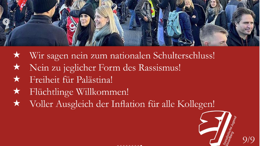 Dieses Instagram-Posting veröffentlichte die SJ Vorarlberg am Mittwoch.