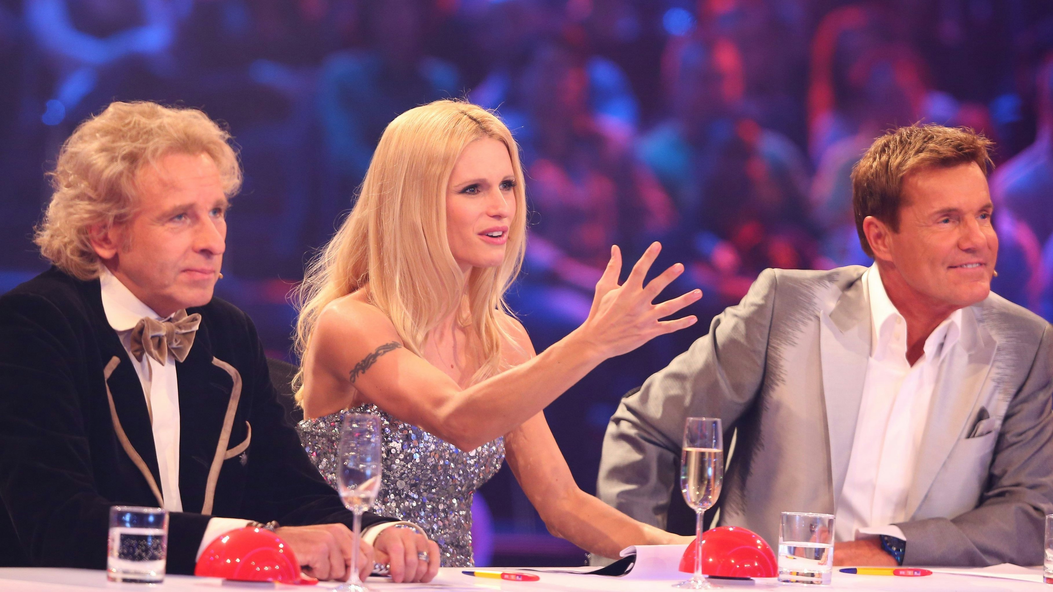 Thomas Gottschalk, Michelle Hunziker und Dieter Bohlen bei der Finalsendung der RTL-Show "Das Supertalent" 2012.