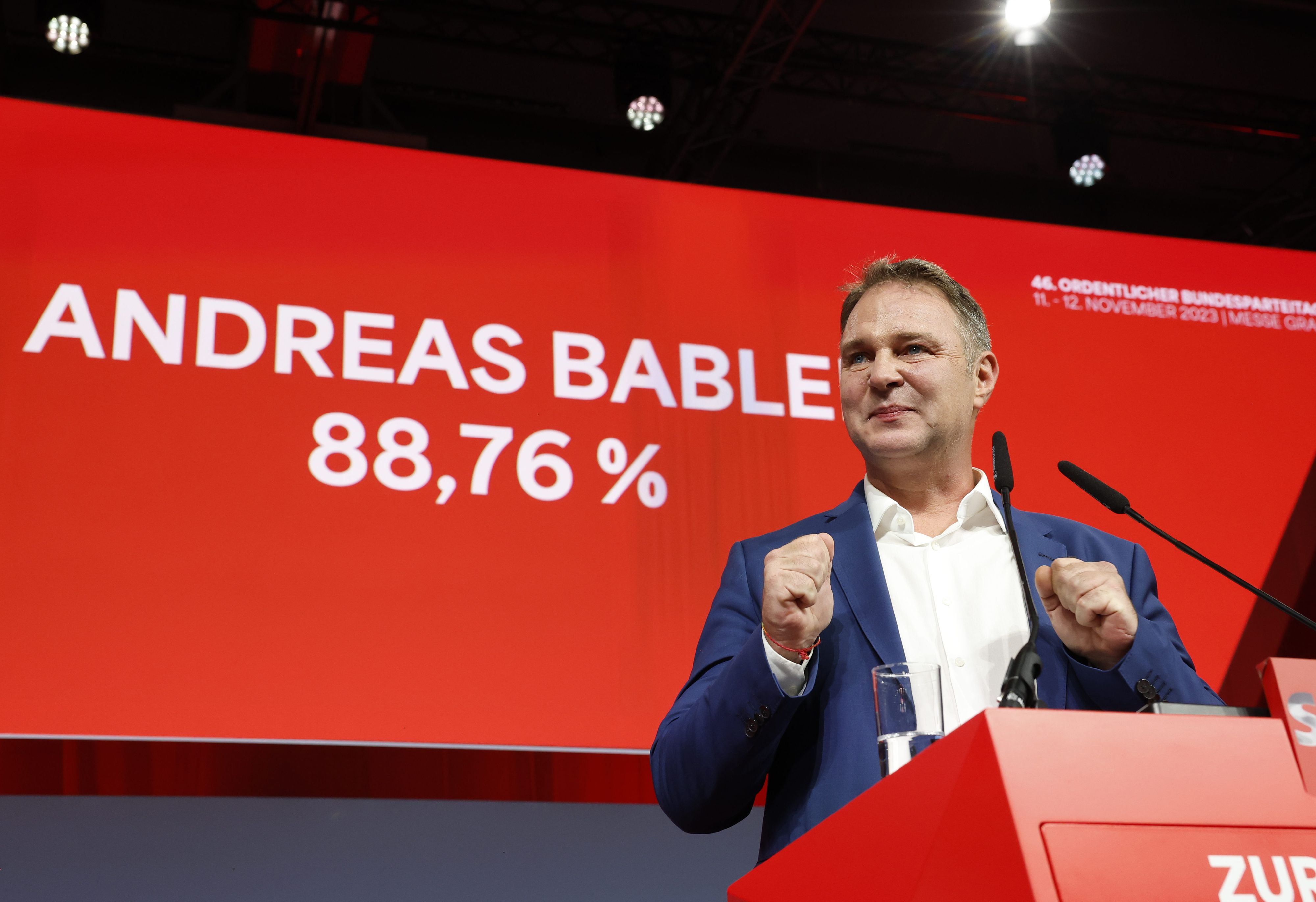 Andreas Babler wurde mit 88,76 % als SPÖ-Chef wiedergewählt.