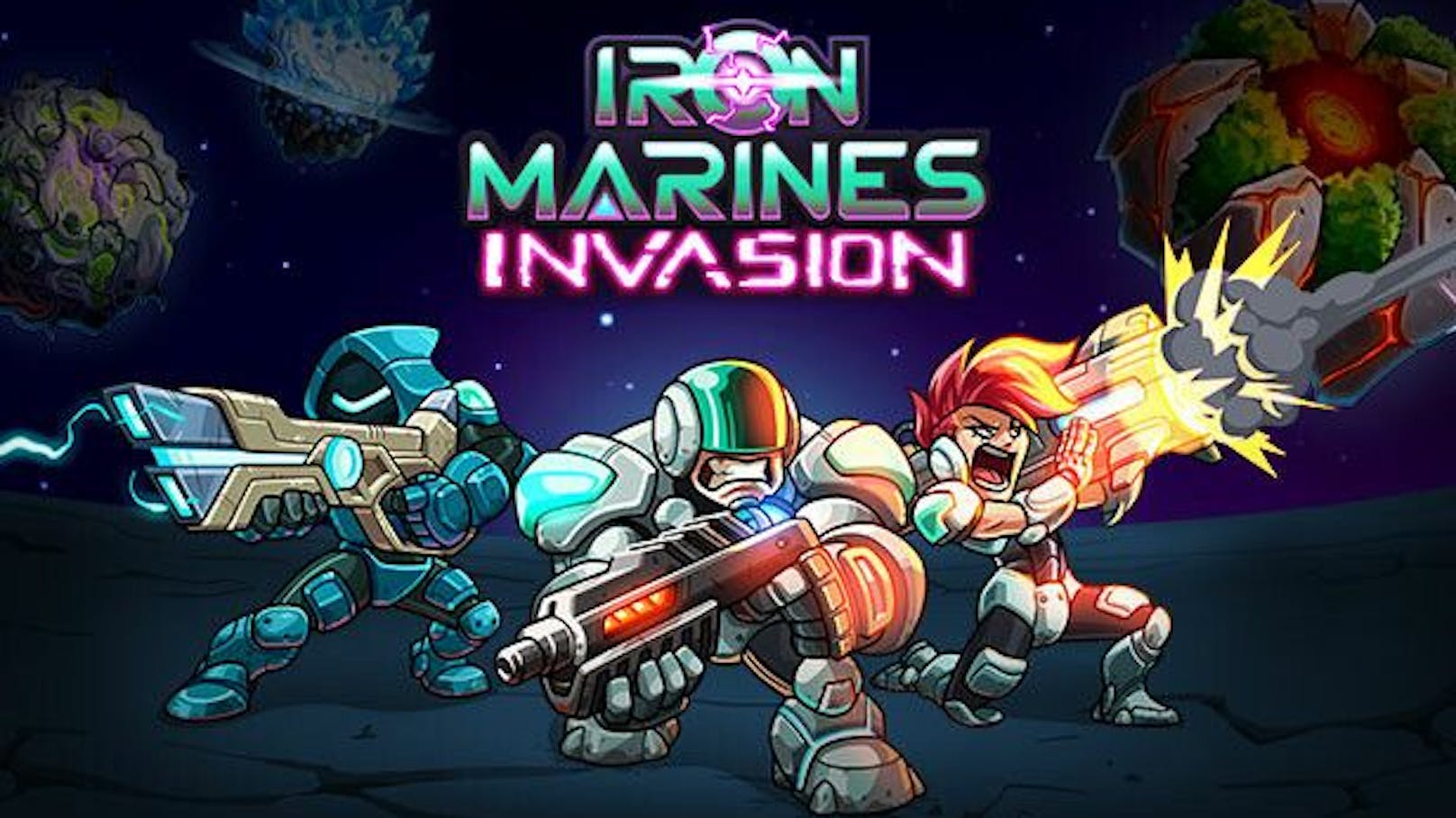 Die "Iron Marines"-Games zeigen sich als Besonderheit grafisch als eine Mischung aus "Warhammer 40.000" und einem Walt-Disney-Cartoon. 