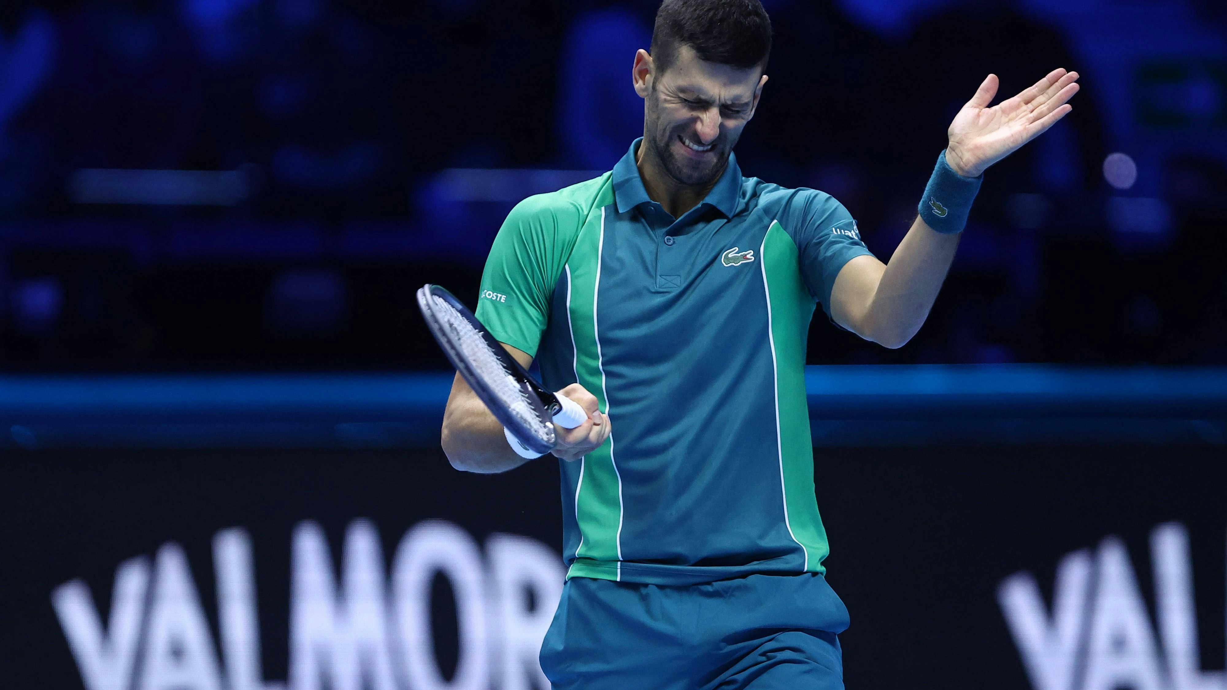 Novak Djokovic vs Holger Rune Novak Djokovic of Serbia looks dejected during the singles match between Novak Djokovic of Serbia and Holger Rune of Denmark on Day One of the Nitto ATP, Tennis Herren World Tour Finals at Pala Alpitour on November 12, 2023 in Turin, Italy Torino Pala Alpitour Italy Copyright: xMarcoxCanonierox