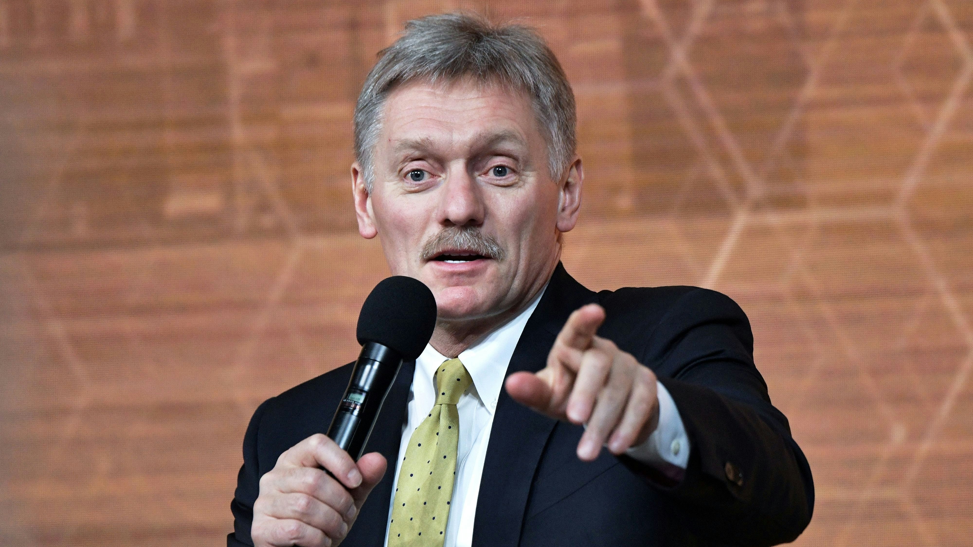Kremlin spokesman Dmitry Peskov speaks during the annual end-of-year news conference of Russian President Vladimir Putin in Moscow, Russia December 19, 2019. Picture taken December 19, 2019. Sputnik/Alexei Nikolsky/Kremlin via REUTERS  ATTENTION EDITORS - THIS IMAGE WAS PROVIDED BY A THIRD PARTY.