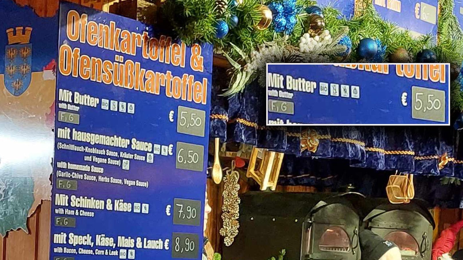 Preis für Ofenkartoffel am Adventmarkt schockt Wiener