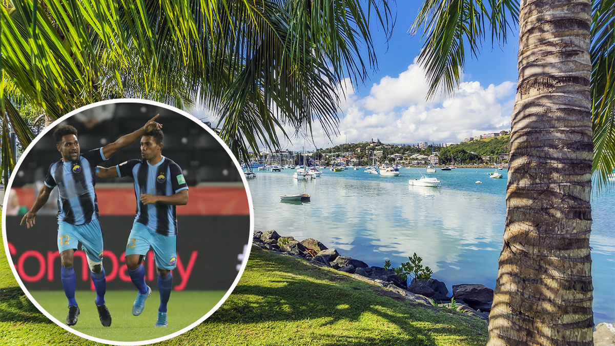 Die Spieler von Hienghene empfangen den das Team von Thionville im Coup de France im Paradis.