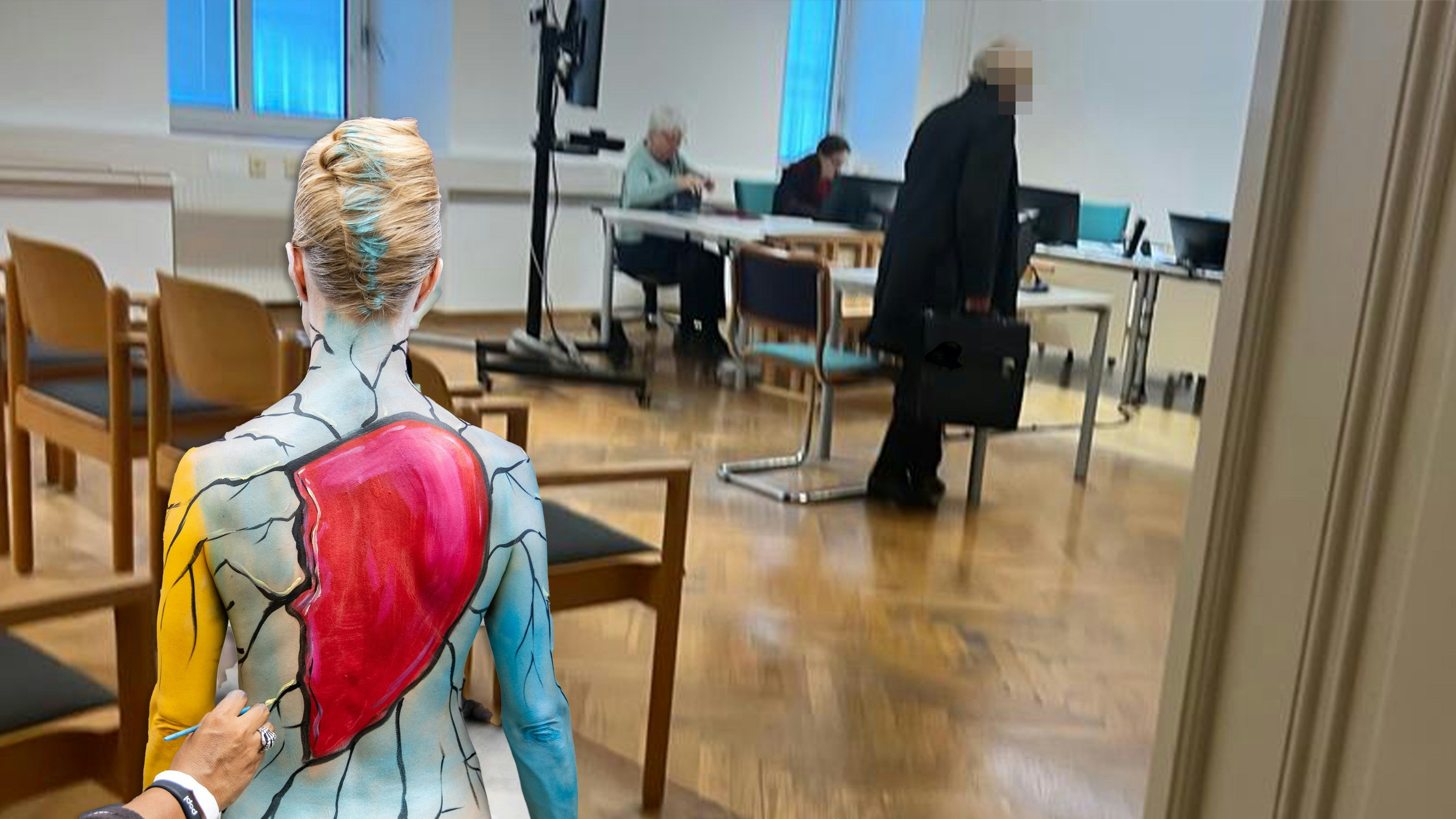 Der Angeklagte soll junge Frauen beim Bodypainting Missbraucht haben. Er fasste 9 Monate bedingte Haft aus.