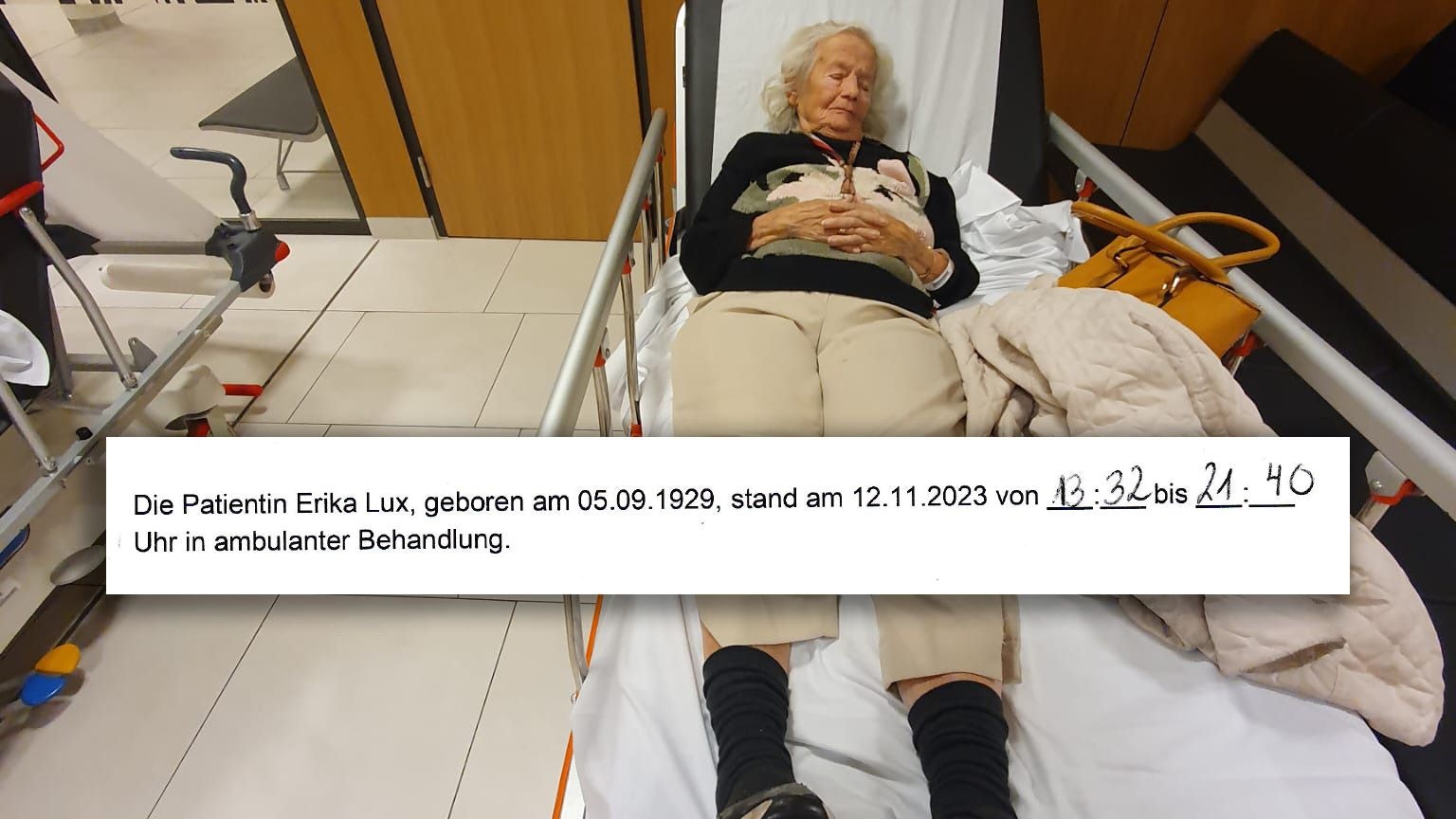 Die Zeitbestätigung der Klinik über die Dauer des Aufenthalts